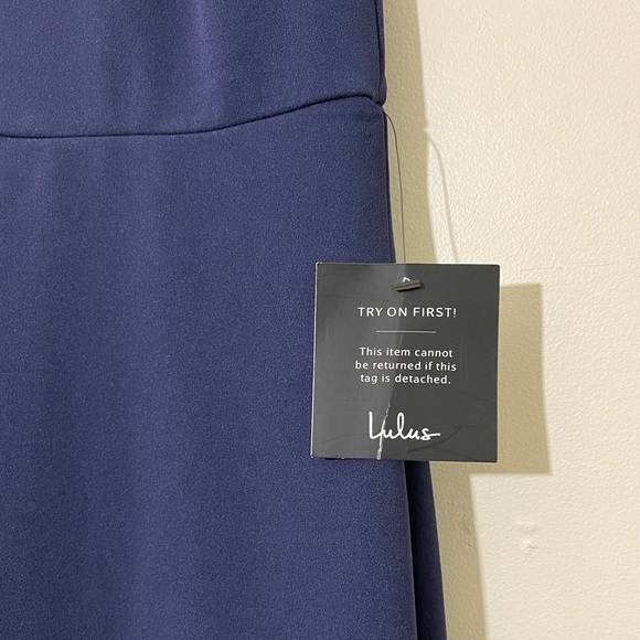 Lulus Joella Lace Halter Maxi Dress in Navy Blue Sz. Small NWT - Picture 12 of 13